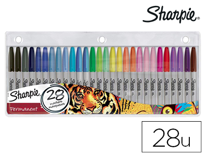 28 rotuladores Sharpie punta fina tinta colores surtidos
